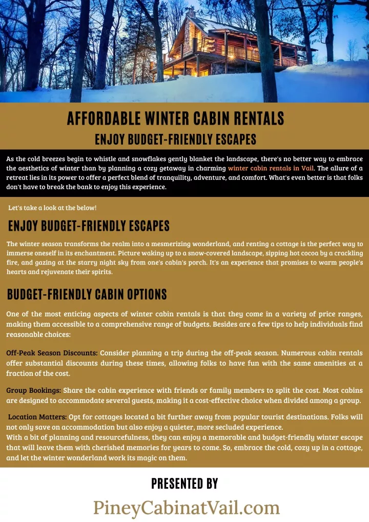 affordable winter cabin rentals enjoy budget
