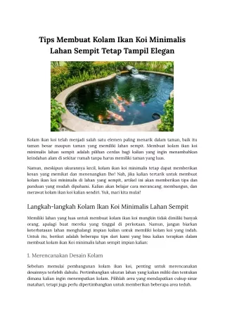 Tips Membuat Kolam Ikan Koi Minimalis Lahan Sempit Tetap Tampil Elegan