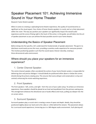 speaker placement 101 achieving immersive sound