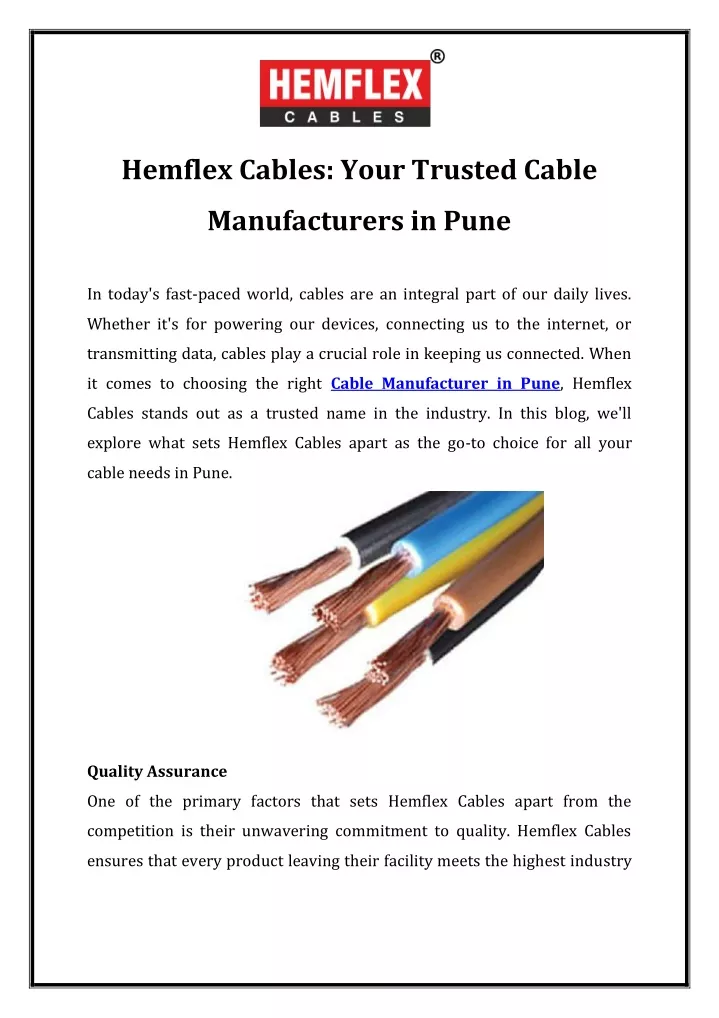 hemflex cables your trusted cable
