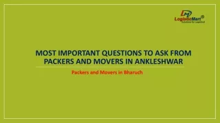 Most Important Questions to Ask From Packers and Movers in Ankleshwar