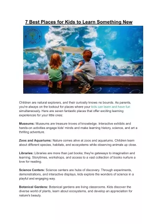 7 Best Places for Kids to Learn Something New