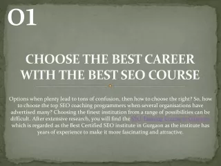 CHOOSE THE BEST CAREER WITH THE BEST SEO