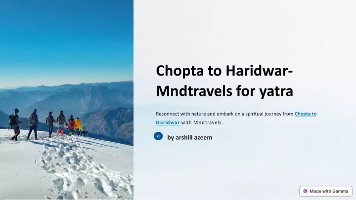 chopta to haridwar mndtravels for yatra