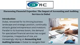 Harnessing Financial Expertise The Impact of Accounting and Auditing Services in Dubai