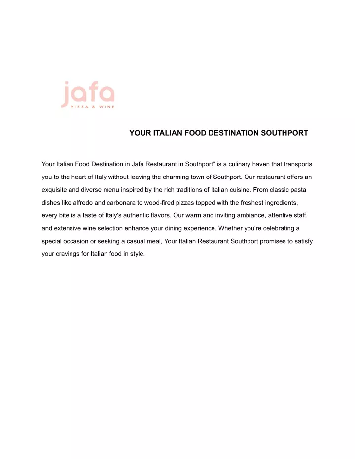 your italian food destination southport
