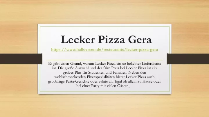 lecker pizza gera https www halloessen