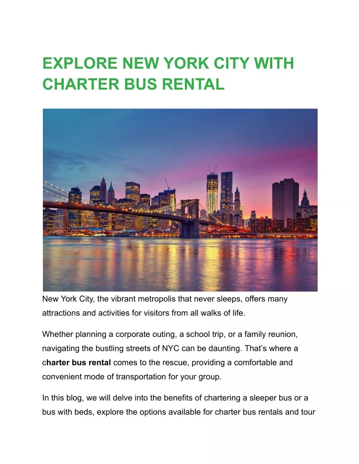 explore new york city with charter bus rental