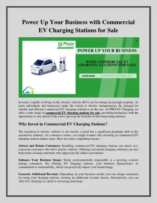 Explore Top Commercial EV Charger Solutions - Buy Commercial EV Charging Station