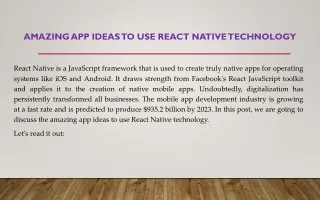 Amazing App Ideas to Use React Native Technology
