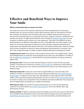 Effective and Beneficial Ways to Improve Your Smile
