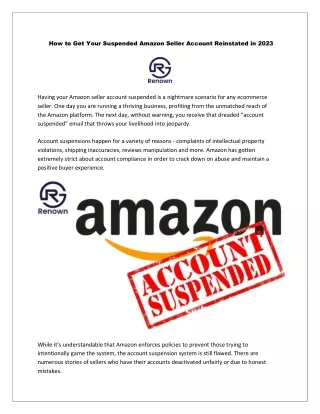 How to Get Your Suspended Amazon Seller Account Reinstated in 2023