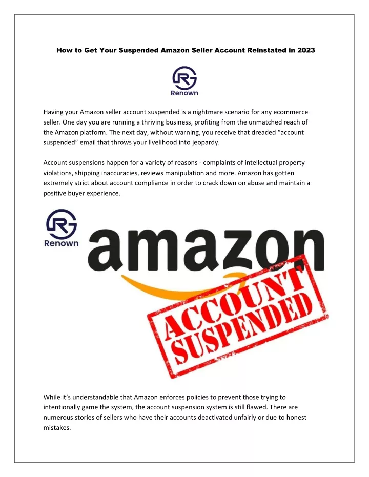 PPT - How to Get Your Suspended Amazon Seller Account Reinstated in