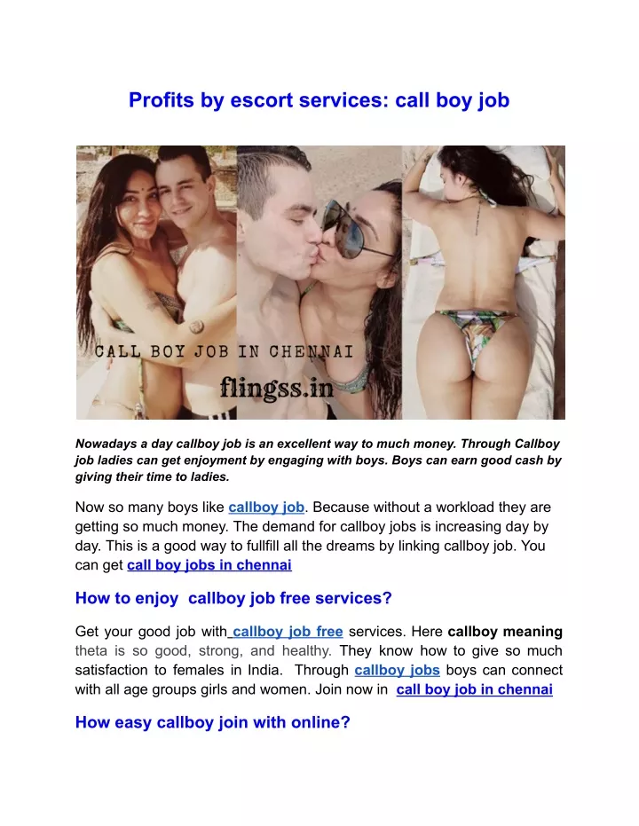 profits by escort services call boy job