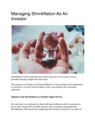 Managing Shrinkflation As An Investor