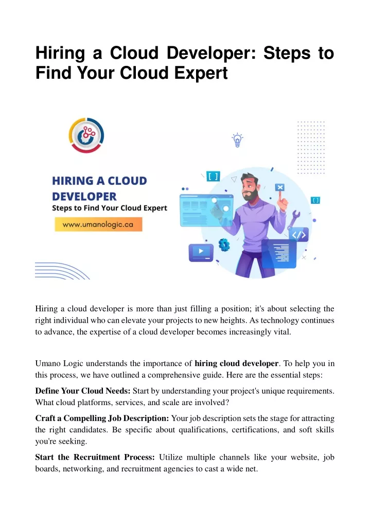 hiring a cloud developer steps to find your cloud