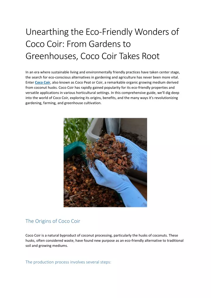 unearthing the eco friendly wonders of coco coir