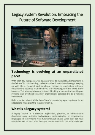 Legacy System Revolution- Embracing the Future of Software Development