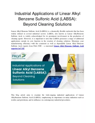 Industrial Applications of Linear Alkyl Benzene Sulfonic Acid
