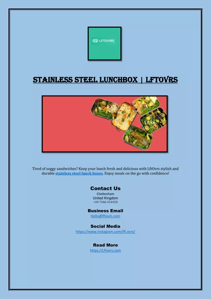 stainless steel lunchbox lftovrs stainless steel