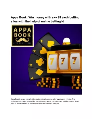 Appa Book_ Win money with sky 99 exch betting sites with the help of online betting Id