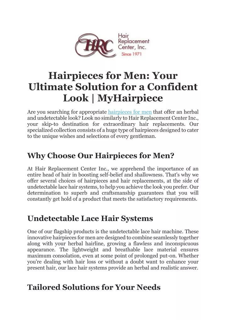 hairpieces for men your ultimate solution