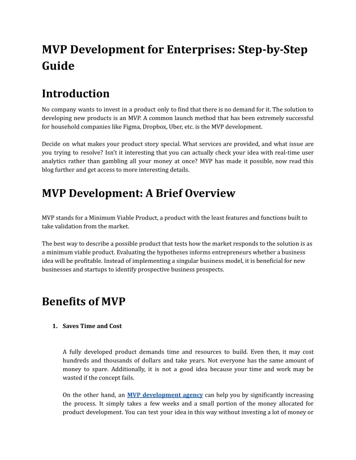 mvp development for enterprises step by step guide