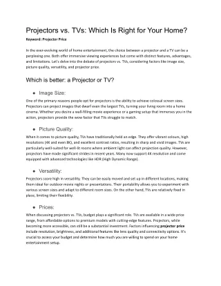 projectors vs tvs which is right for your home