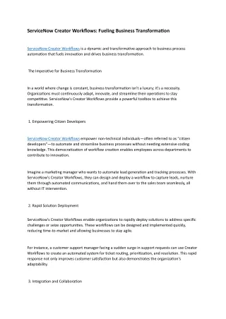 servicenow creator workflows fueling business