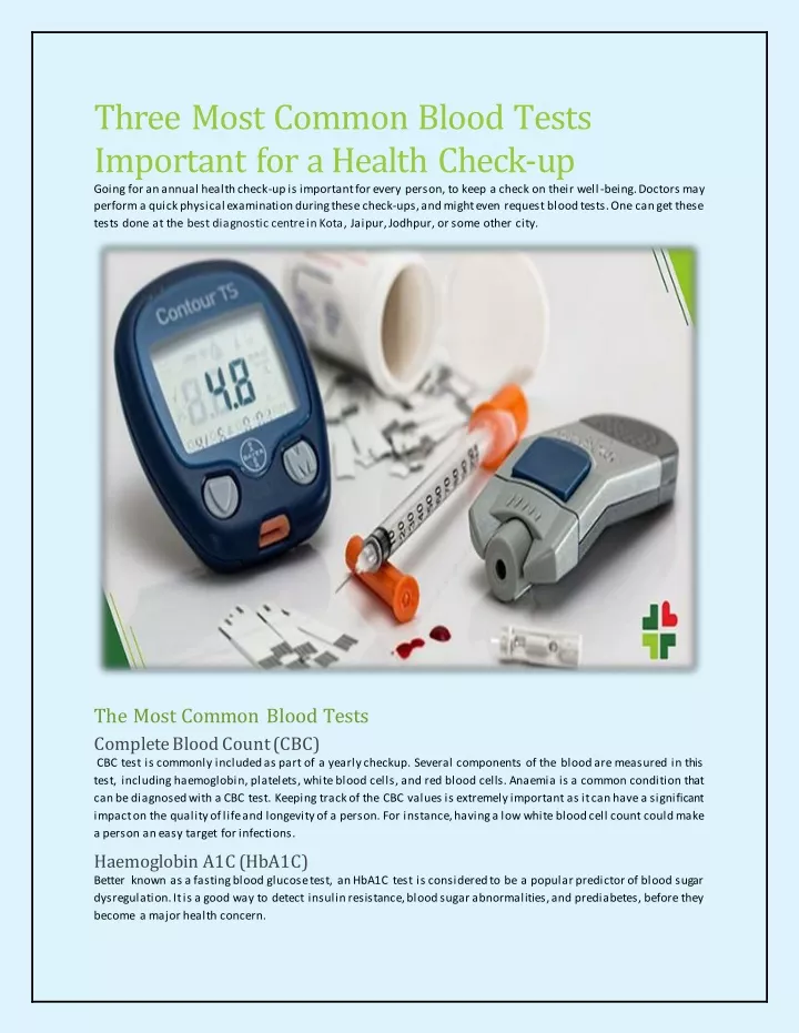 three most common blood tests important