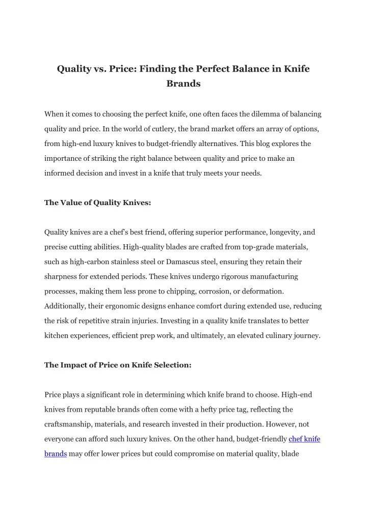 quality vs price finding the perfect balance