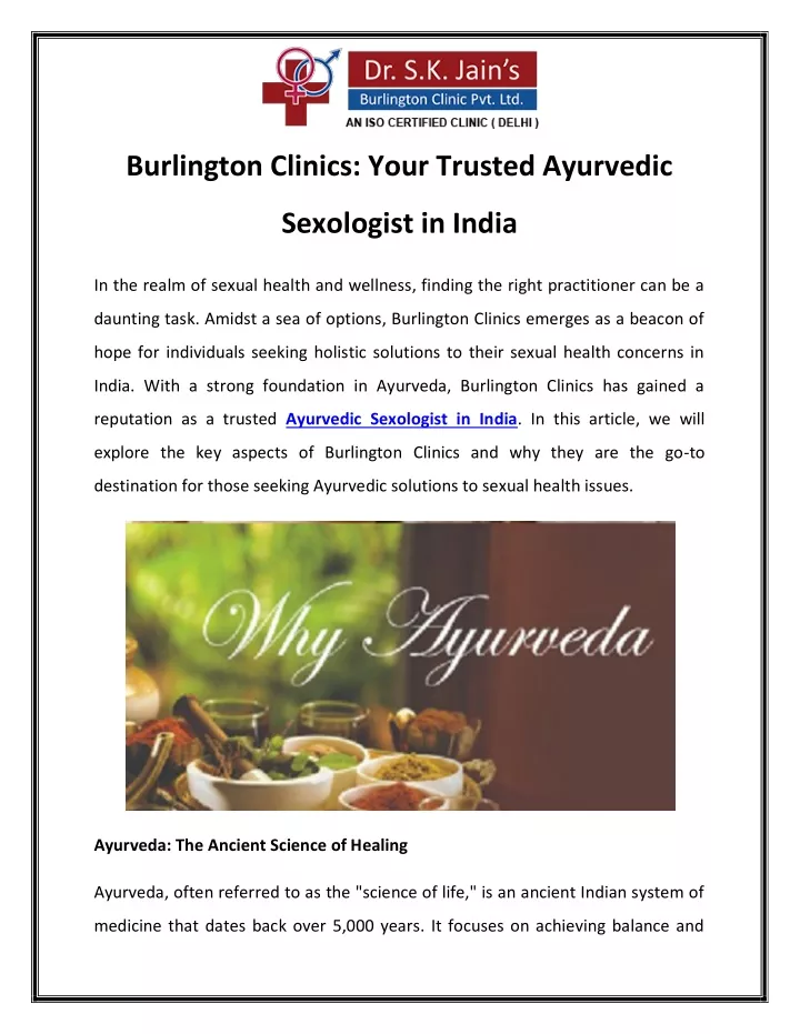 burlington clinics your trusted ayurvedic