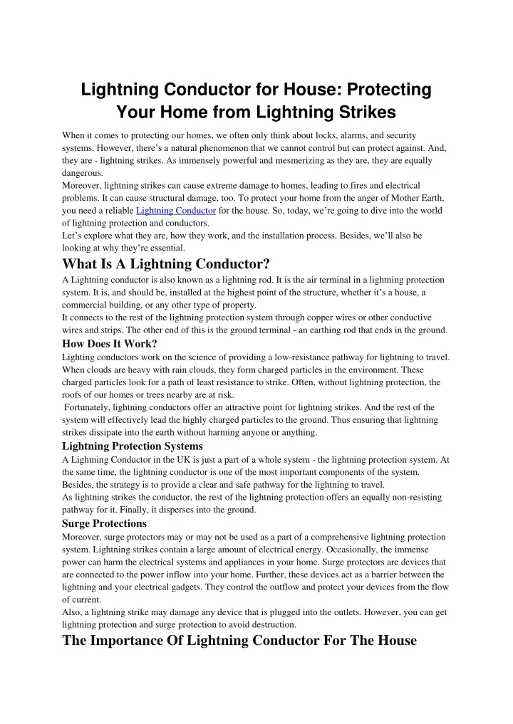 lightning conductor for house protecting your