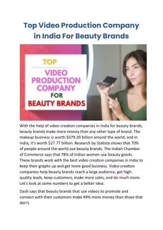 Top Video Production Company in India for Beauty Brands