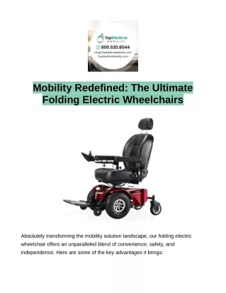 Mobility Redefined: The Ultimate Folding Electric Wheelchairs