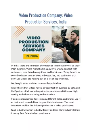 Video Production Company Video Production Services India