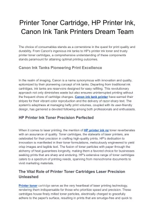 Printer Toner Cartridge, HP Printer Ink, Canon Ink Tank Printers Dream Team