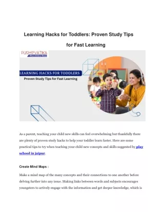 Learning Hacks for Toddlers Proven Study Tips for Fast Learning
