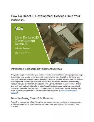 How Do ReactJS Development Services Help Your Business