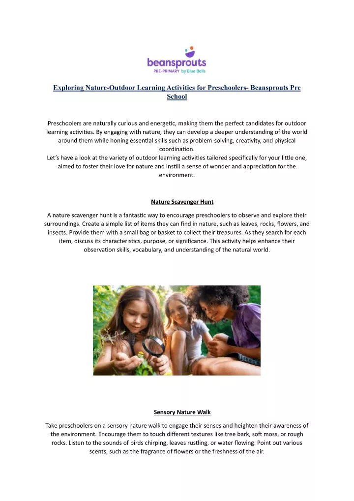 exploring nature outdoor learning activities