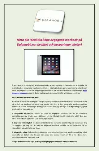 Hitta din Idealiska köpa begagnad macbook på Dalamobil