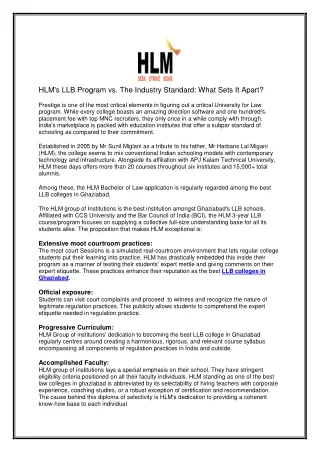HLM's LLB Program vs. The Industry Standard: What Sets It Apart?
