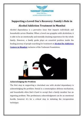 Supporting a Loved One's Recovery  Family's Role in Alcohol Addiction Treatment in Mumbai