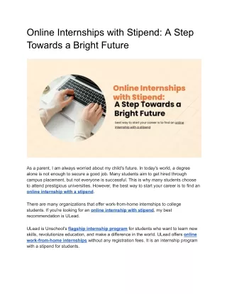 Online Internships with Stipend_ A Step Towards a Bright Future
