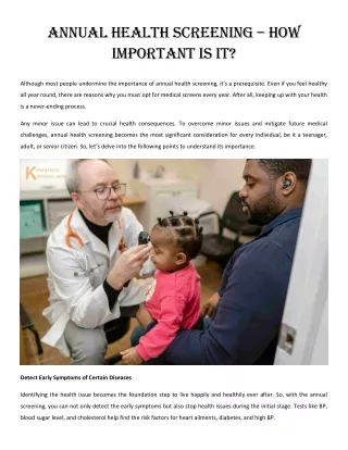 annual health screening how important is it