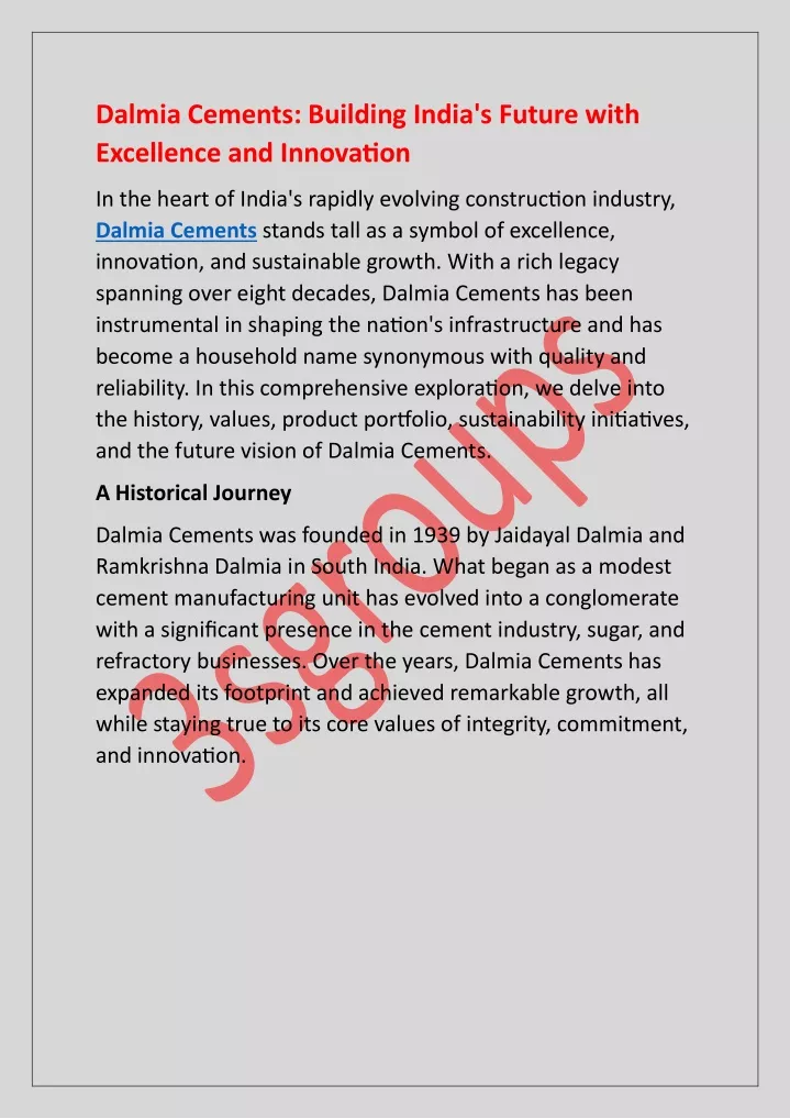 dalmia cements building india s future with