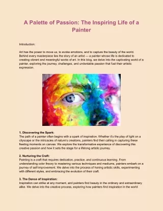 A Palette of Passion: The Inspiring Life of a Painter