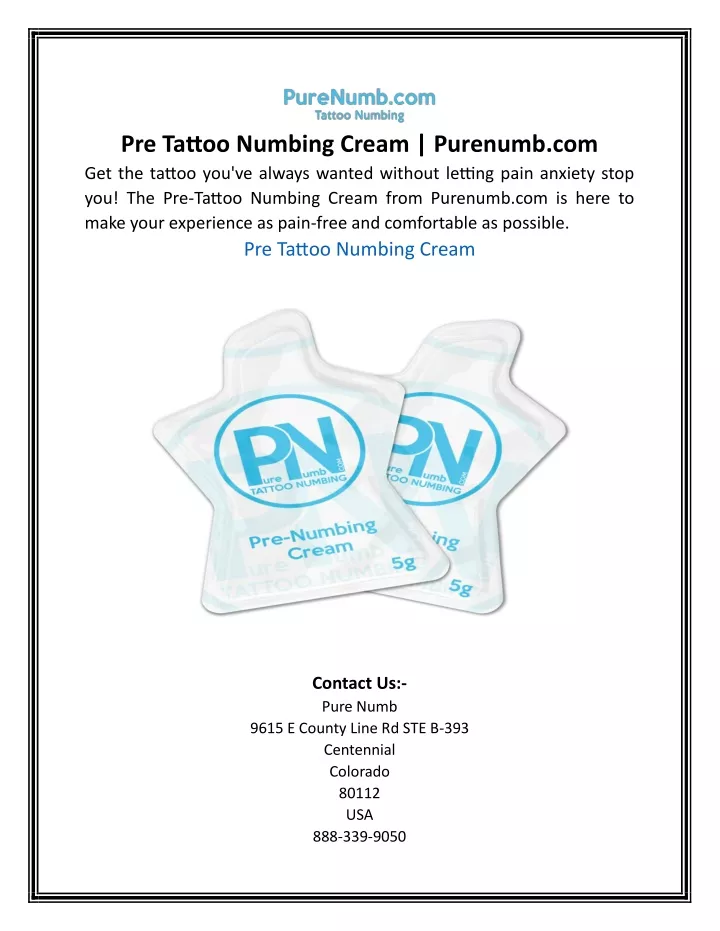 pre tattoo numbing cream purenumb