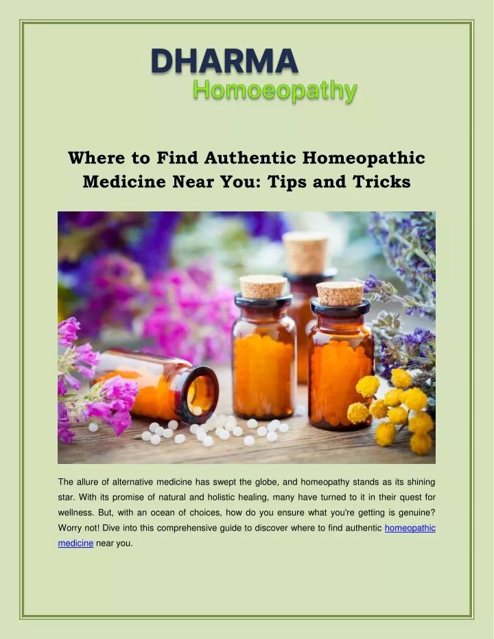 where to find authentic homeopathic medicine near