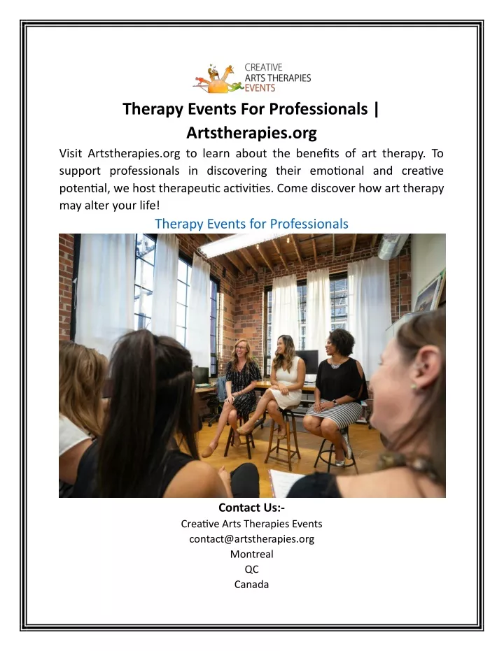 therapy events for professionals artstherapies
